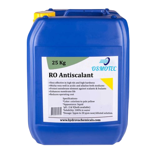 Blue bottle of Osmotech 1070 antiscalant for membrane systems
