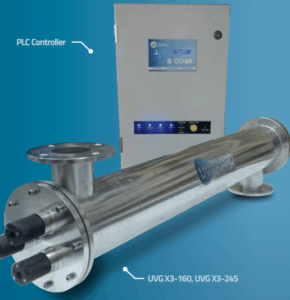 Close up of UV Guard X-Series UV Steriliser and PLC Controller
