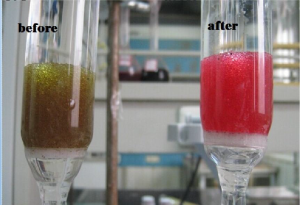 Colour changing mixed bed ion exchange resin 